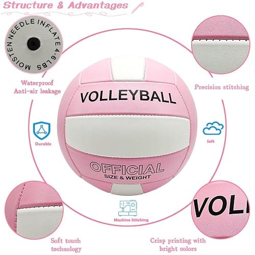 Stavanicen Volleyball Official Size 5 Volleyball for Indoor Outdoor, Soft Touch Volleyballs for Adults Beach Play Pool Game Gym Training Play, Durable Design, with Ball Pump thumbnail 4