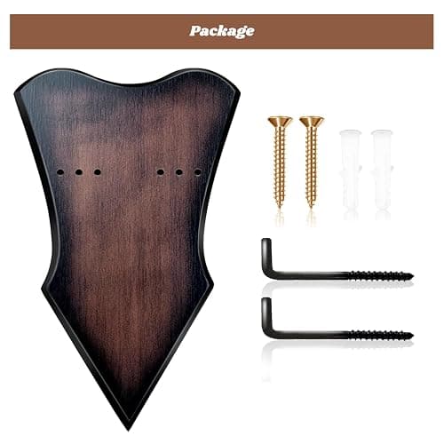 FLURSAILE Sword Plaque Wall Mount Vertical Display Holder Adjustable Stand for Bow Medieval Dagger Axe (1pcs Medium Brown) thumbnail 7