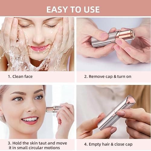 Facial Hair Removal for Women, Electric Rechargeable Painless Hair Remover for Face, Upper Lips, Chin, Peach Fuzz, with LED Light thumbnail 6
