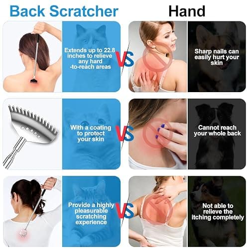 Yeipis 3 Pack Different Back Scratcher Metal Portable Telescoping with Rubber Handles, Extendable Back Massager Tool with Beautiful Box, Stocking Stuffers for Men Women Christmas Presents(Black) thumbnail 6