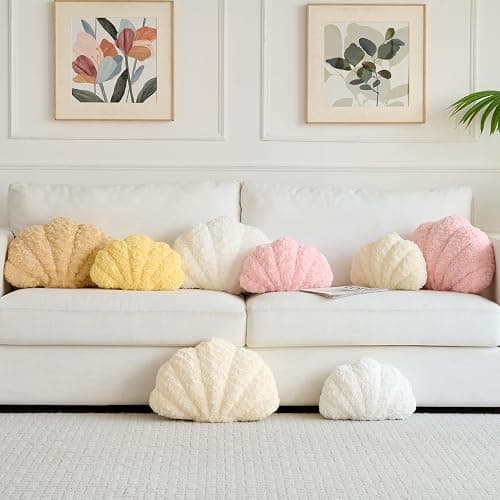 Ddliury Shell Pillow, Seashell Throw Pillow Room Decor for Couch Bed, Shell Pillows Soft Plush Pillow, Sea Shell Decorative Beach Cushion Pillows (White, 14 X 11 Inches) thumbnail 6