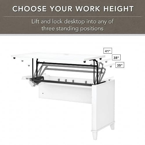Bush Furniture Somerset 72W 3 Position Sit to Stand L Shaped Desk with Hutch in White | Adjustable Height Table for Home Office thumbnail 10