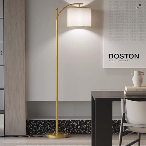 SUNMORY Arc Floor Lamp,Modern Floor Lamp with 9W 3 Color Temperatures Bulb,Metal Standing Lamps with Adjustable Hanging Lampshade,Tall Floor Lamps for Living Room,Bedroom, Gold Without Remote thumbnail 5