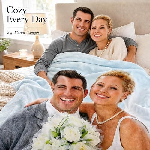 Custom Soft Fleece Bed Blankets Photo Blankets for Girlfriend Wife Anniversay Wedding Gifts,Personalized Photo Blankets Lightweight Cozy Warm Outdoor Picnic Blanket for Camping Travel thumbnail 3