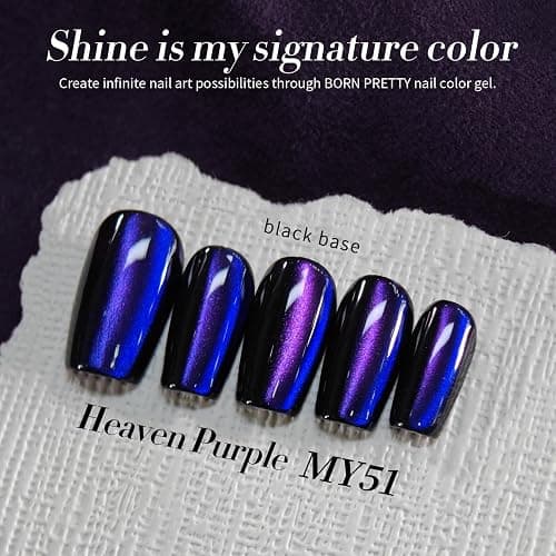 BORN PRETTY Heaven Purple Cat Magnetic Eye Gel Polish Chameleon Gel Polish | Holorgraphic Cat Magnetic Eye Gel Polish Glitter Gel Polish Soak Off Nail Art Salon Home Gift for Women Girl thumbnail 9