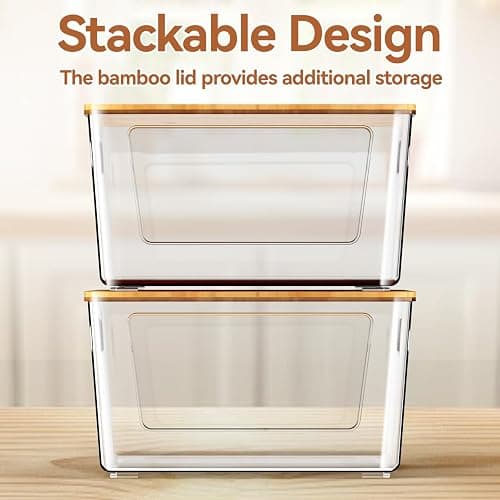 spospo 2 Pack Trash Bag Holder with Bamboo Lid Stackable Trashbag Dispenser | Extra Large Garbage Bag Holder for Kitchen Laundry Room Under Sink Organization and Storage thumbnail 5