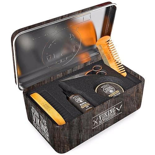 Viking Revolution - Ultimate Beard Kit Spiced Vanilla - Beard Grooming Kit for Men with Beard Brush, Beard Comb, Beard Balm, Beard Oil, Beard and Moustache Scissors - Husband Gifts for Men thumbnail 8