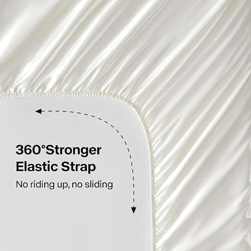 BEDELITE King Size Sheets Set, Luxury Soft Ivory White 100% Polyester Sheets for Hair and Skin, Similar to Silk Bed Sheets Set 4 Pieces with 1 Deep Pocket Fitted Sheet, 1 Flat Sheet, and 2 Pillowcases thumbnail 5