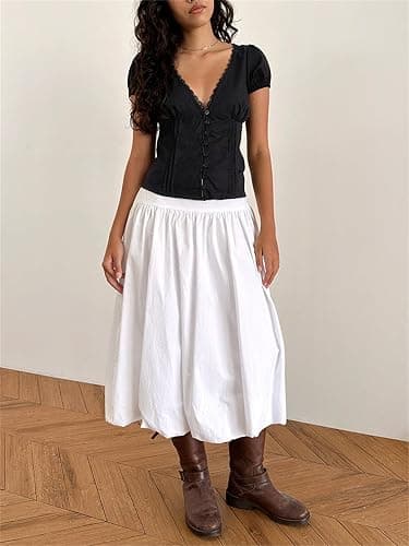 Women Y2k Fairy Grunge Babydoll Top Cute Puff Sleeve Lace Trim Button Shirt Vintage Summer Slim Fit Going Out Blouse thumbnail 5