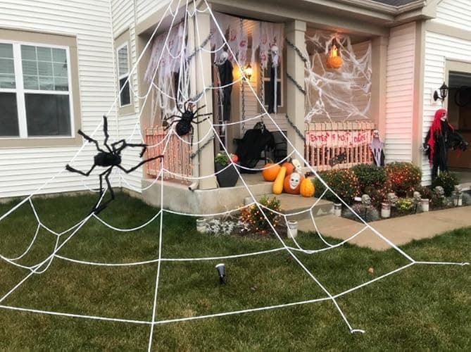 Halloween Decorations Big Spider 4.9 Ft Black Soft Hairy Scary Spider Fake Large Pops for Halloween Outdoor Yard Party thumbnail 4