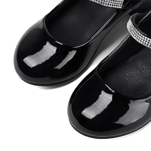 K KomForme Mary Jane Shoes with Low Heel Rhinestones Princess Flats Dress Pump Shoes for Little Kid/Big Kid thumbnail 5
