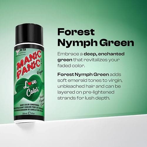 MANIC PANIC Deep Forest Green Color Depositing Conditioner - Love Color Hair Conditioner Keeps Hair Vibrant, Nourished & Refreshed - Formulated with Shea Butter & Quinoa - Forest Nymph Green (8oz) thumbnail 2
