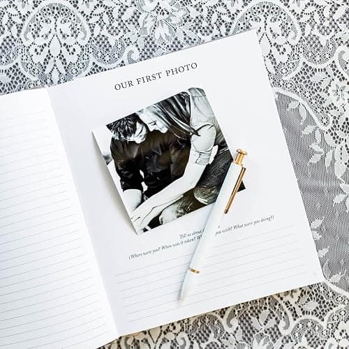 Engagement Journal for Couple - Wedding Journal For Bride To Be w/Prompts, Photos & More - Unique Couples Engagement Scrapbook (Ivory, 69-Pages) thumbnail 5