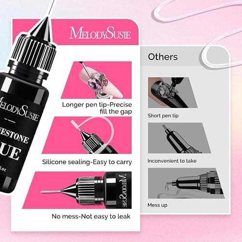 MelodySusie 2Pcs Nail Rhinestone Glue, 3D Gel Nail Art Design Strong Adhesive Nail Gem Glue for Nail Charms Gems Jewelry Decoration DIY Manicured at Home Cured Need Beauty Gifts for Women thumbnail 4