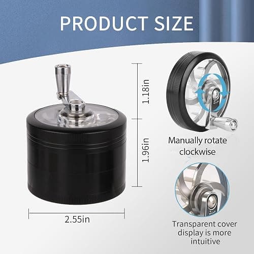 2.5 inch Spice Grinder for Kitchen Seasoning 2.5 inch Aluminum with Handle(Black) thumbnail 2
