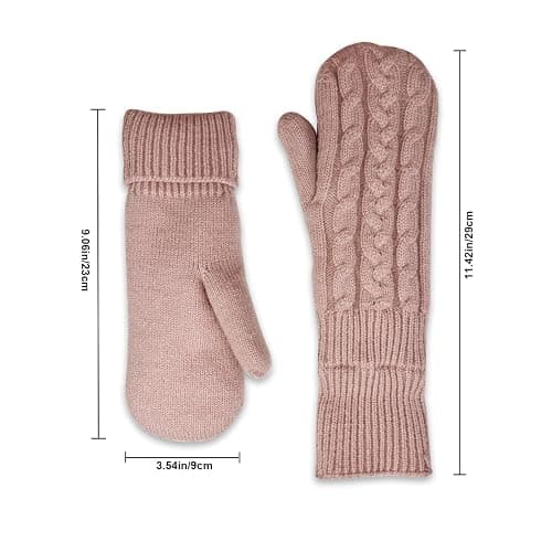 Bototack Winter Mittens Gloves for Women Warm Fleece Lining Knit Thick Thermal Snow Gloves for for Cold Weather Gifts thumbnail 5