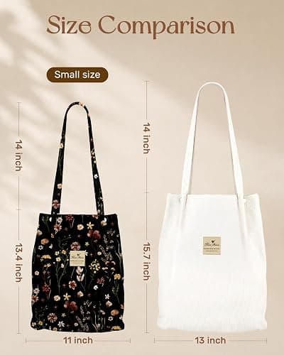 Miss Adola Corduroy Tote Bag for Women with Aesthetic Design | Magnetic Buckle & Pocket, Reusable, Soft, Roomy, Long Shoulder Handles, Double-sided Print, Casual Daily Work, Grocery Bags thumbnail 5