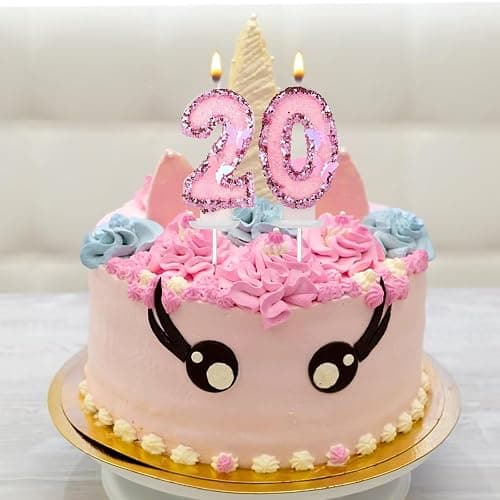 Girls Birthday Number 20 Candles, 2.95in Glitter Butterfly Happy Birthday Cake Toppers Pink Sequins Wedding Numeral Cupcake Decorations for Anniversary Celebration Party Supplies (20th) thumbnail 7