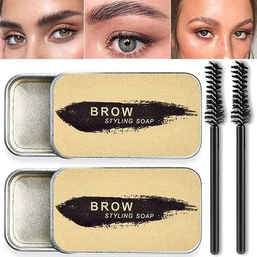 2 Pack Eyebrow Soap Kit, 4D Brows Gel Long Lasting Eyebrow Setting Gel Waterproof Eyebrow Makeup Balm Pomade Cosmetics (0.7 Ounce (Pack of 2)) - Image 1