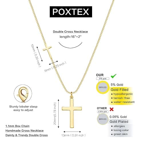 Easter Basket Stuffer Cross Necklace for Women Girls, Dainty 14K Gold Silver Plated Cross Choker Jewelry Non Tarnish Waterproof Cute Simple Small Necklace Christian Baptism Religious Faith Jewelry Gifts thumbnail 4