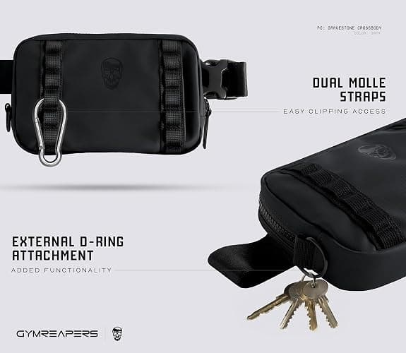 Gymreapers Travel Small Crossbody Bags for Men & Women with Hidden Pocket - Waterproof Crosssbody Fanny Pack for Men with Adjustable Shoulder Sling Belt for Traveling, Running & Hiking (Onyx) thumbnail 4