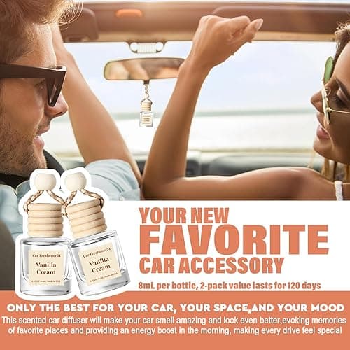 HoogaLife Car Air Freshener Diffuser 2 Pack Hanging Air Freshener Diffuser - Vanilla Cream Fragrance Oil Air D iffuser for Car, 45+ days Long Lasting Fragrance Made in USA C ar Air Fresheners (V54) thumbnail 5