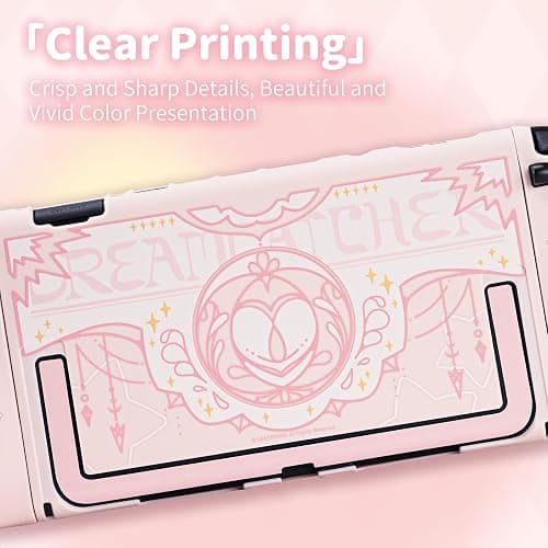 Geekshare Protective Case Set Compatible with switch 2, PC Back Plate with Silicone Joysticks Covers, Includes 2 Thumb Grips, Waterproof Protection - Star Wing Series (Pink) thumbnail 8