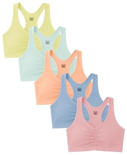 Sexy Basics Women's Cotton Spandex Racer Back Bra | 4 Way Stretch Pullover Workout Sport Bras (Multi-Pack) - Image 1