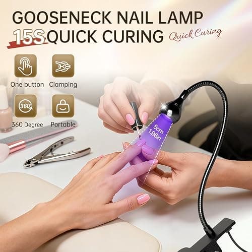 AORAEM Nail Lamp LED Nail Manicure Dryer Curing Light with Black Gooseneck and Clamp for Gel Nails thumbnail 2