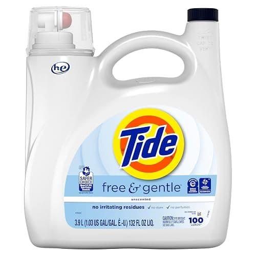 Tide Free & Gentle Liquid Laundry Detergent, 100 Loads, 132 fl oz, Tide Laundry Detergent, Clean Laundry Detergent - 132 Fl Oz (Pack of 1) - Free & Gentle thumbnail 11