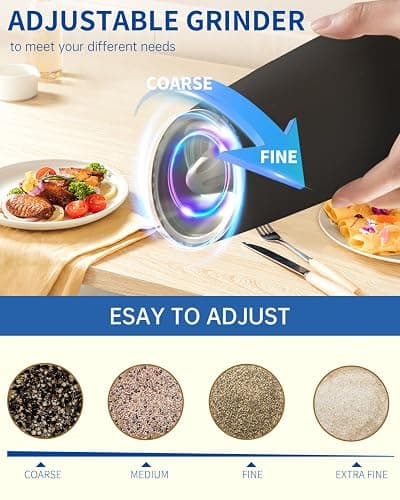 CIRCLE JOY Gravity Electric Salt and Pepper Grinder Set Automatic Salt and Pepper Grinder Set with LED Light, Battery Operated, Adjustable Coarseness, Large Capacity, for Home Kitchen BBQ thumbnail 3
