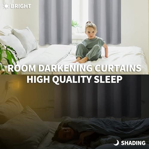 BGment Room Darkening Curtains 72 Inches Long - Grommet Thermal Insulated Drapes Window Treatment Curtains for Bedroom, 2 Panels, 42 x 72 Inch, Light Grey thumbnail 4
