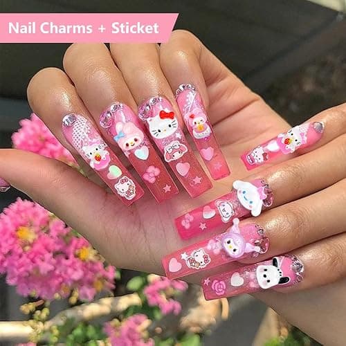 141 PCS Cute Nail Charms Nail Art Stickers Y2K Kawaii Nail Charms Slime Charms 3D Nail Art Charms Flatback Resin Charms thumbnail 5