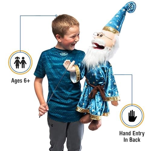 25" Wizard w/Glasses, Full Body, Ventriloquist Style Puppet thumbnail 2