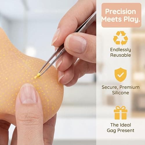 Portable Pimple Popping Toy, Realistic Silicone Nose Pimple Popper Toy, Refillable Blackhead Popping Toys for Stress Relief, Anxiety Distraction, Sensory Satisfaction, Couples Novelty Play (Beige) thumbnail 8
