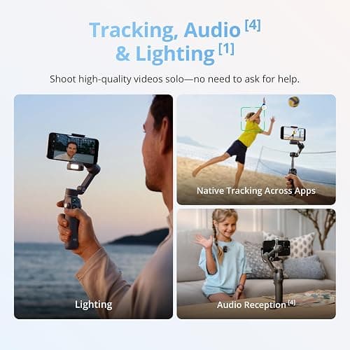 Osmo Mobile 8 Gimbal Stabilizer for Phone, Native Tracking with Audio & Lighting, 360° Pan Rotation, Built-in Extension Rod & Tripod, 10h Battery, Extension Rod, Robust 3-Axis Stabilization thumbnail 3