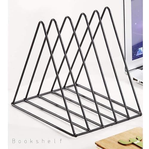 QPEY Triangle File Holder,5 Slot Metal Vinyl Record Stand Holder Magazine Newspaper Holder Photography Props for Office Home 1 Pc (black) thumbnail 3