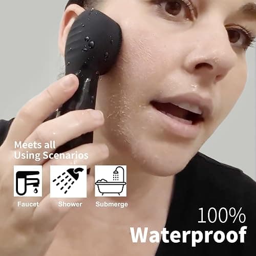 Silicone Face Scrubber, NågraCoola CLIE 2.0 Facial Cleansing Brush, Rechargeable, Waterproof Face Scrub Brush for Cleansing, Exfoliating, Massaging, Electric Facial Exfoliator for Women & Men - Black thumbnail 3