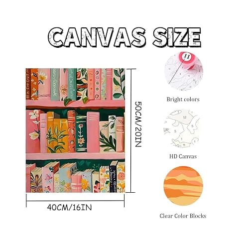 Mosaflare Paint by Numbers for Adults Beginner, Bookshelf Adult Paint by Number Kits on Canvas, DIY Acrylic Oil Easy Painting by Numbers for Home Wall Decor 16X20 inch (Without Frame) thumbnail 5