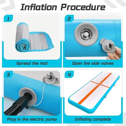 FINCOME Inflatable Gymnastics Mat Air Tumble Track Mats 10/13/16/20ft Training Mats for Home Use Air Mat with Pump 4”/6” Thick for Cheerleading/Yoga/Parkour/Beach/Park/Water thumbnail 7