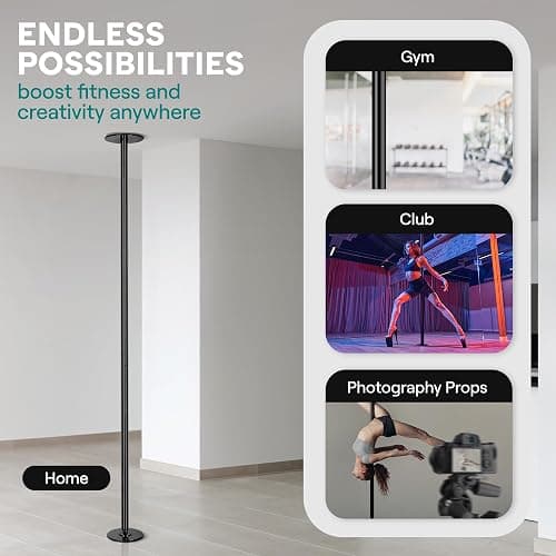 SereneLife Professional Spinning Dance Pole, 45mm Portable Exercise Pole for Fitness – Durable Steel Build, Anti-Rust Finish, Suitable for Home, Club, Gym, Party, Pub thumbnail 2