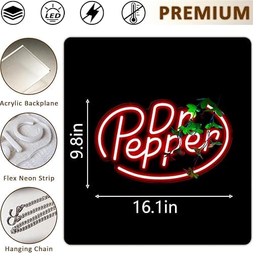 AHlove Neon Signs for Wall Decor，Neon Lights for Bedroom Led Business Signs Suitable for Drinks Shop、Man Cave、Christmas Gifts，16 * 10Inch(red) thumbnail 3