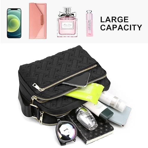 Medium Nylon Crossbody Bags for Women Trendy Crossbody Purses Travel Large Cross Body Bag Quilted Purse thumbnail 4