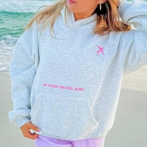 Eynuo Cute Graphic Hoodies For Teen Girls,Trendy Flower Oversized Sweatshirts Y2k Preppy Hoodies for Women thumbnail 6
