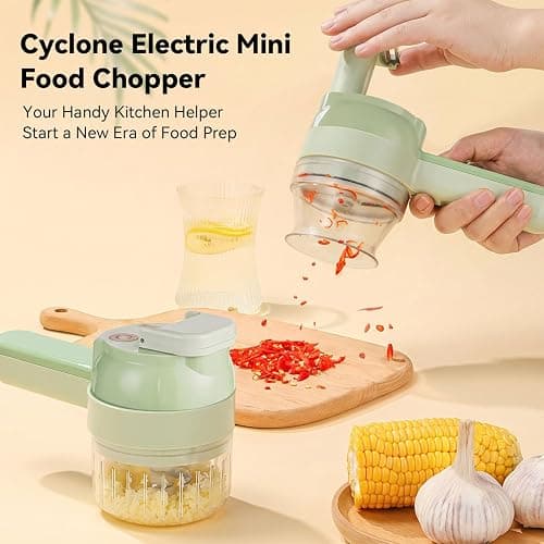 5-in-1 Wireless Electric Vegetable Chopper, Multi-Function Food Processor | Multi-function, Chopping Slicing Grating Whipping, Food Grade, with Cleaning Brush, for Garlic Onion Meat Vegetables thumbnail 7