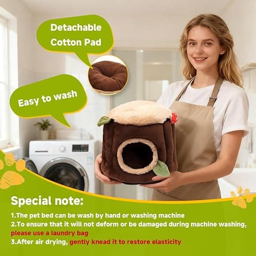 LYART Guinea Pig Hamster Bedding or Hideout for Mouse Mice Rat Ferret Bunny Fluff Bedding Bed House Cage Accessories, Dwarf Rabbits Hedgehog Bearded Dragon Warm Bedding Winter Nest Cave, Washable(2.L) thumbnail 6