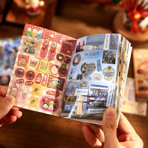 Japanese Kawaii Sticker Book 2 Pack, Die-Cut Cute Food & Manga Style Aesthetic Stickers for Journaling, Scrapbooking, Planners, Junk Journal Supplies (A+B) thumbnail 2