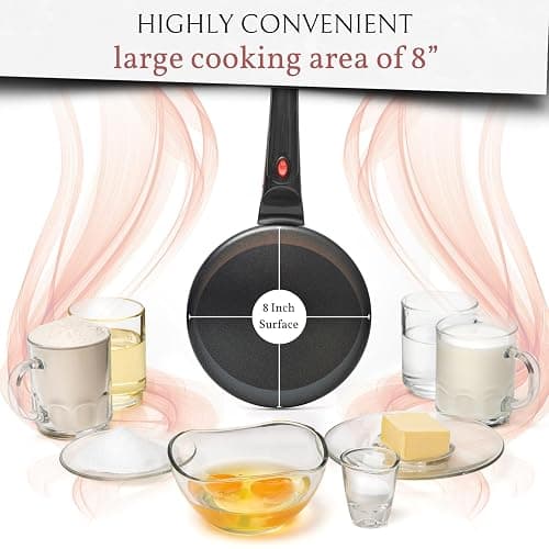 Moss & Stone Electric Crepe Maker – 8” Portable Crepe Pan Nonstick with Dipping Plate, Auto Shut-Off, On/Off Switch, Even Heating & One Automatic Temperature Control – Compact Crepe Maker thumbnail 4