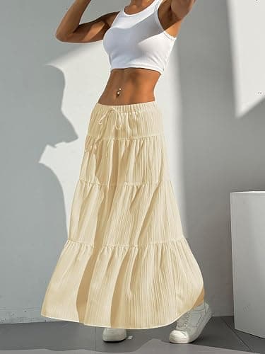 Verdusa Women's Boho Skirt Flowy Flared Ruffle Summer Long Maxi Skirts Going Out Outfits thumbnail 5