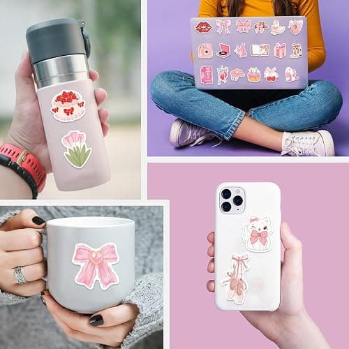 100PCS Pink Coquette Stickers Pack, Aesthetic Cute Bow Tie Girly Stickers for Women Girls Teens, Waterproof Vinyl Bear Drink Decals for Laptop Water Bottles Computer Phone Guitar Journals thumbnail 4